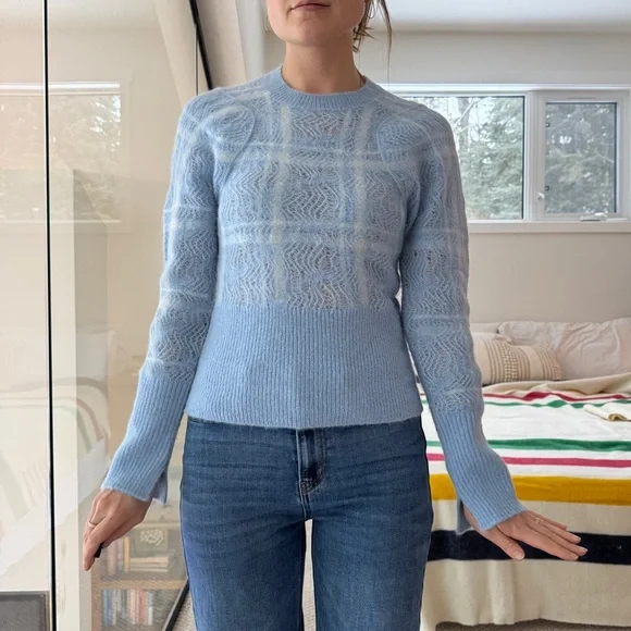 Phillip Lim Alpaca blend blue pointelle knit sweater xs-s - Picture 3 of 14